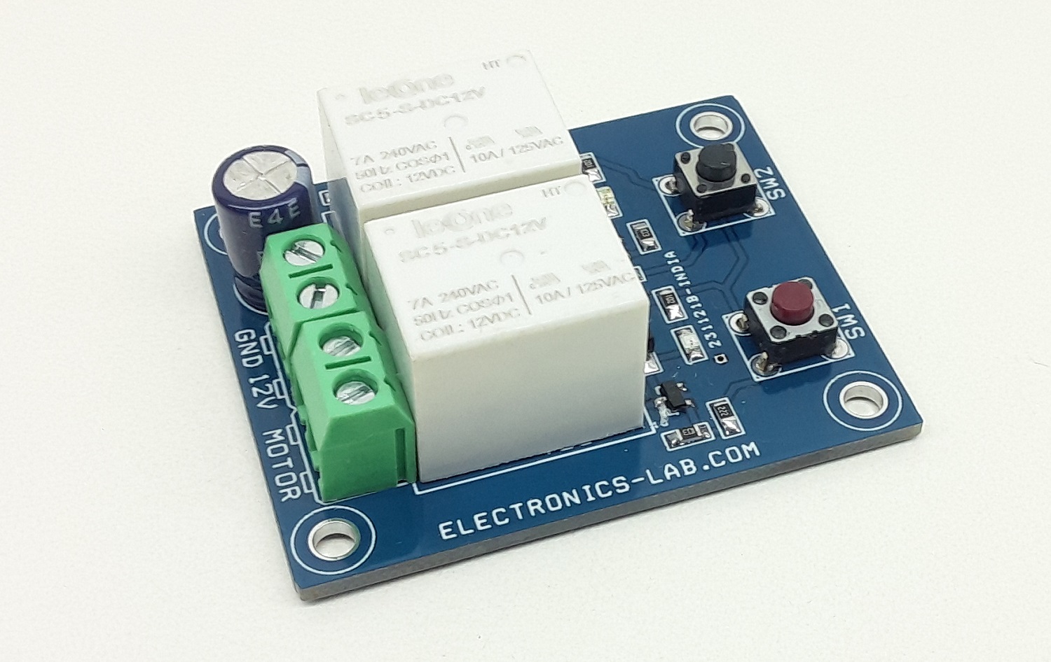 LowCost DC Motor Direction Controller with Fast Brake using 2 Relays
