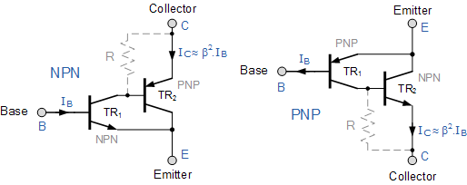 Darlington transistor current amplifier