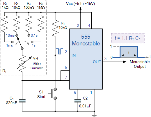555 Timer Tutorial - The Monostable Multivibrator