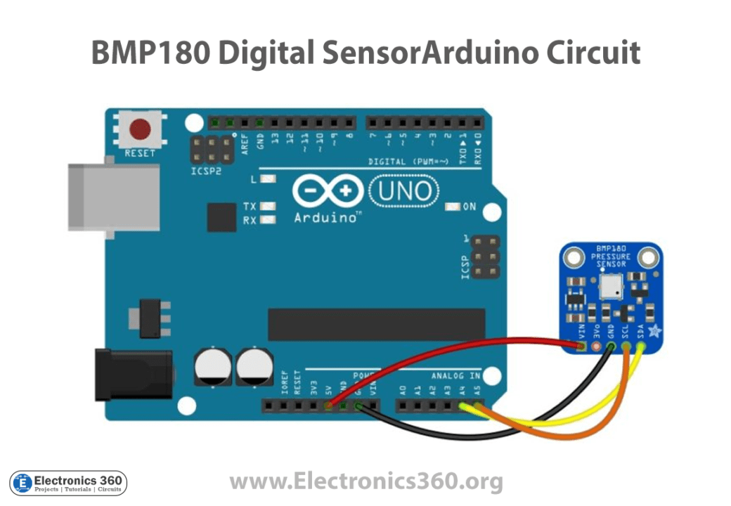 Interfacing BMP180 Digital Pressure Sensor With Arduino Electronics 360