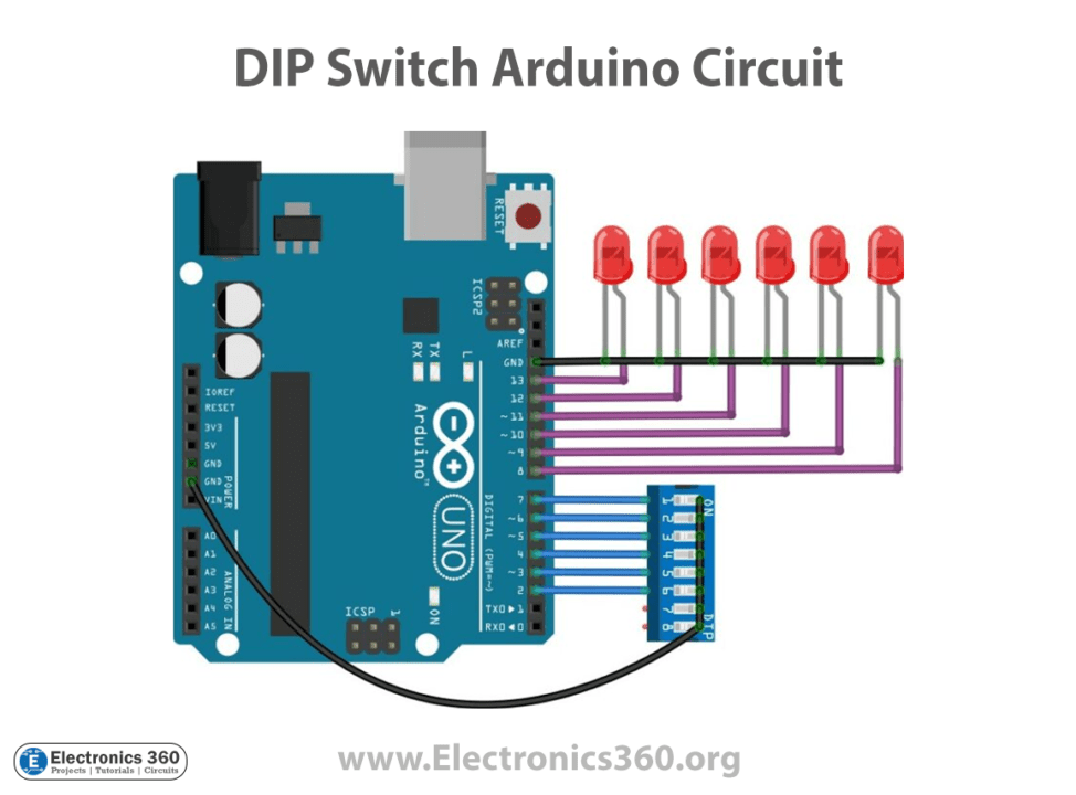 Interfacing DIP Switch with Arduino Electronics 360