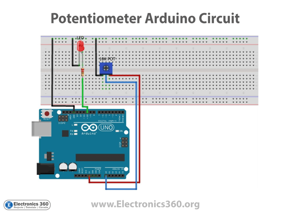 Interfacing Potentiometer with Arduino Electronics 360