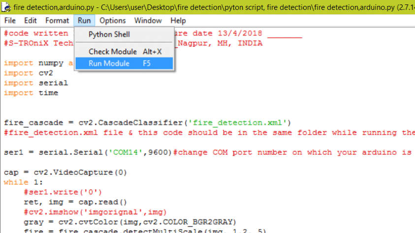 Image Processing Based Fire Detection & Extinguisher System Using Arduino