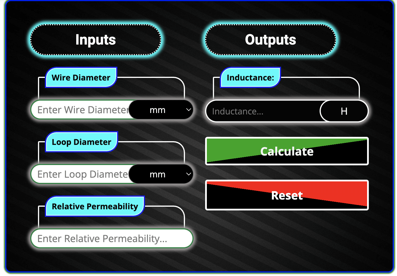 Wire Loop Inductance Calculator