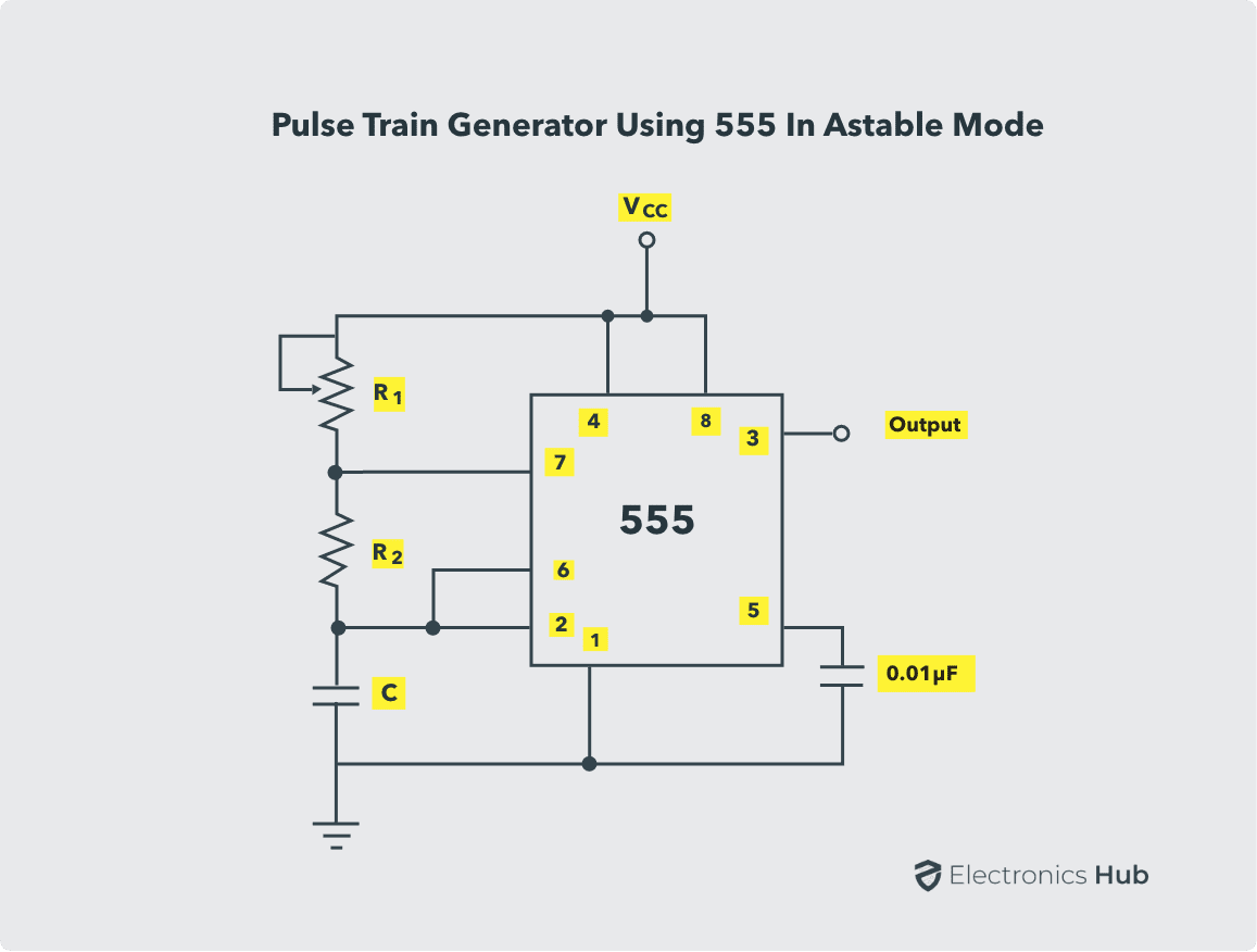 Astable Multivibrator using 555 Timer Circuit, Duty Cycle