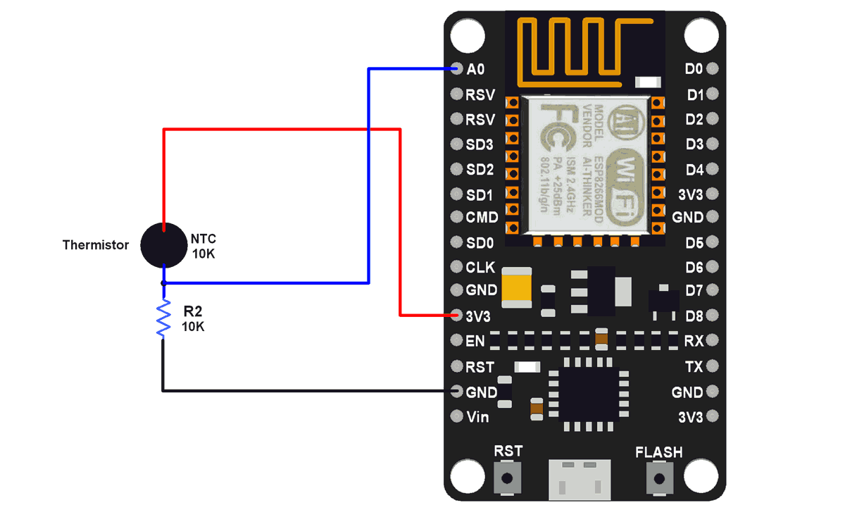Thermistor Interfacing with NodeMCU NodeMCU