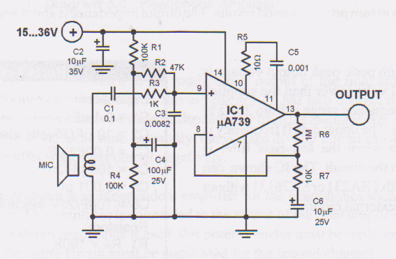 Dynamic Mic Preamplifier Circuit - ElectroSchematics.com
