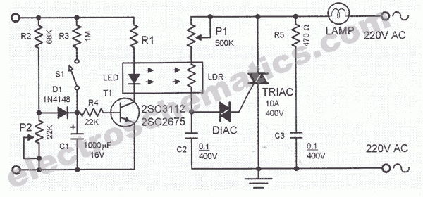 Automatic Lamp Dimmer Circuit - ElectroSchematics.com