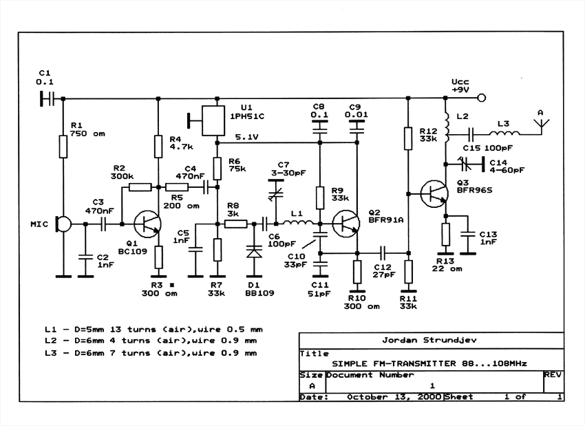 FM Radio Transmitter circuit - ElectroSchematics.com