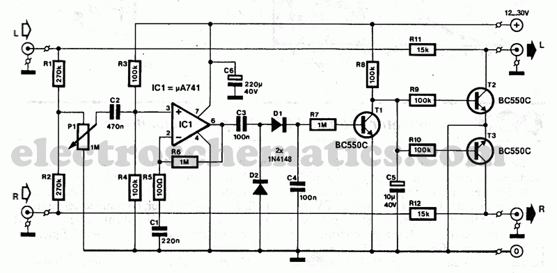 Stereo Noise Reduction Circuit - ElectroSchematics.com
