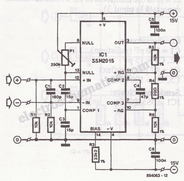 Low Noise Microphone Preamplifier Circuit - ElectroSchematics.com