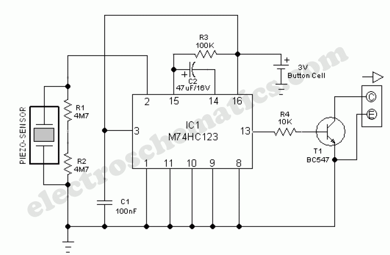 Vibration Sensor / Detector Circuit - ElectroSchematics.com