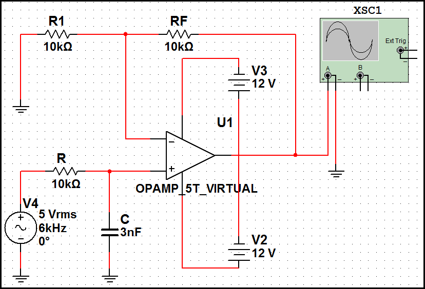 First-order butterworth active Low-pass filter circuit