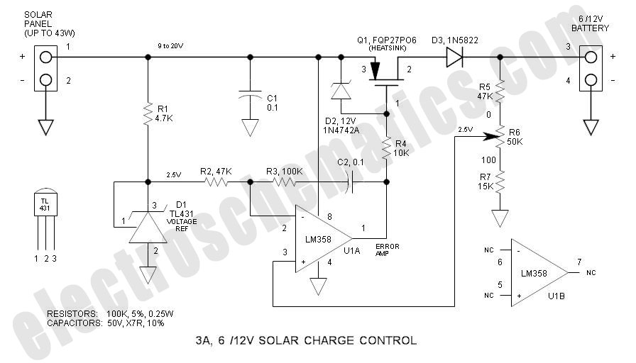 3A 6V/12V Solar Charge Control Circuit