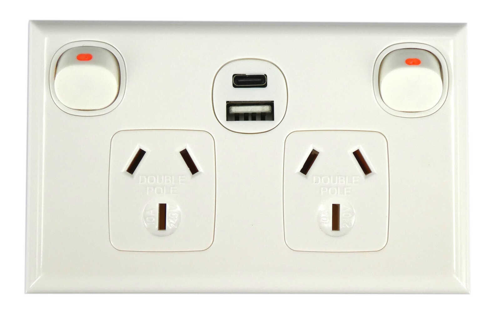 Double Pole Double Power Point with Dual Type A & C Charging Outlets