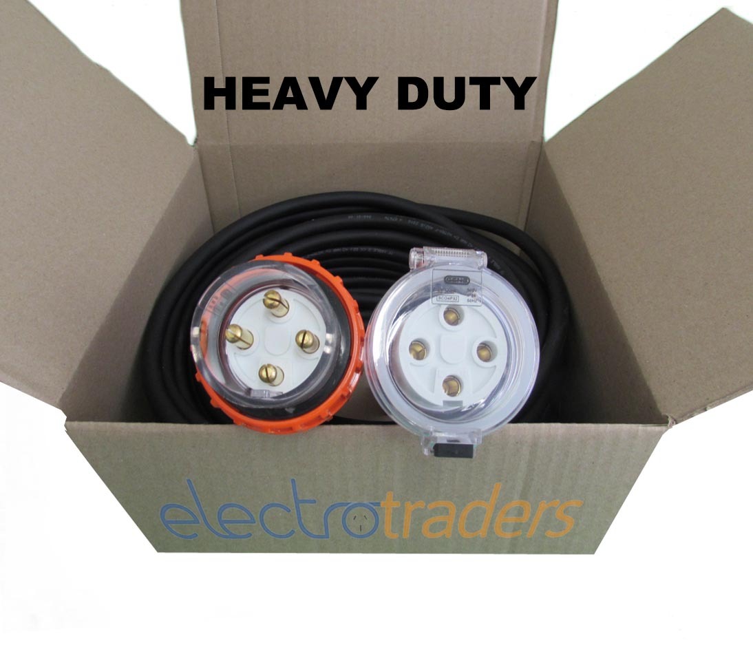 32 Amp Heavy Duty Extension Lead 3 Phase 4 Pin 10 Metres