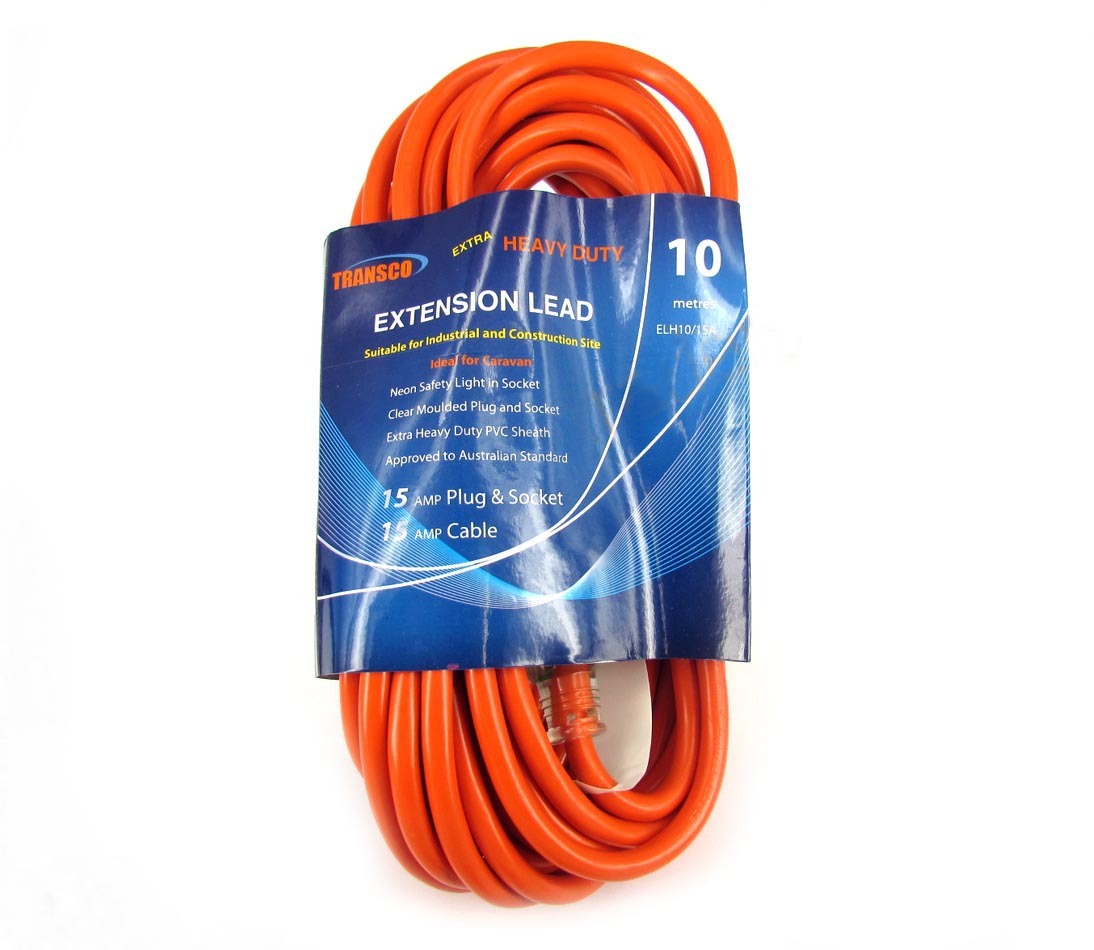 Power Extension Lead Cord 10M Heavy Duty 1.5mm Cable with 15 Amp Plug