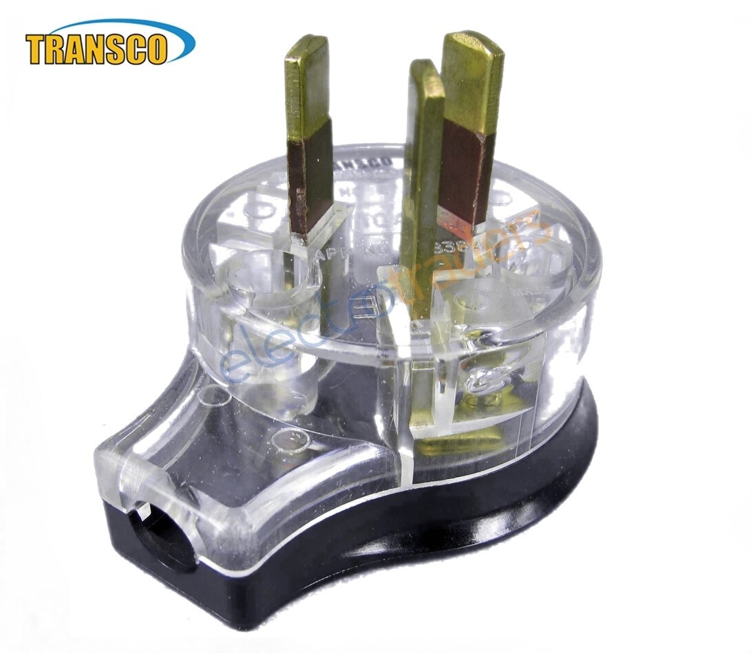 Transco Three Pin Extension Plug Top Side Entry 250 Volt 10 Amp Black