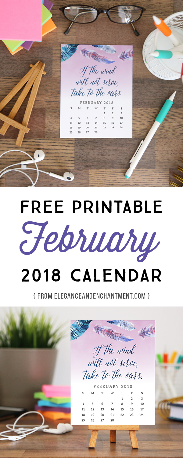Free Printable February 2018 Calendar | Elegance & Enchantment