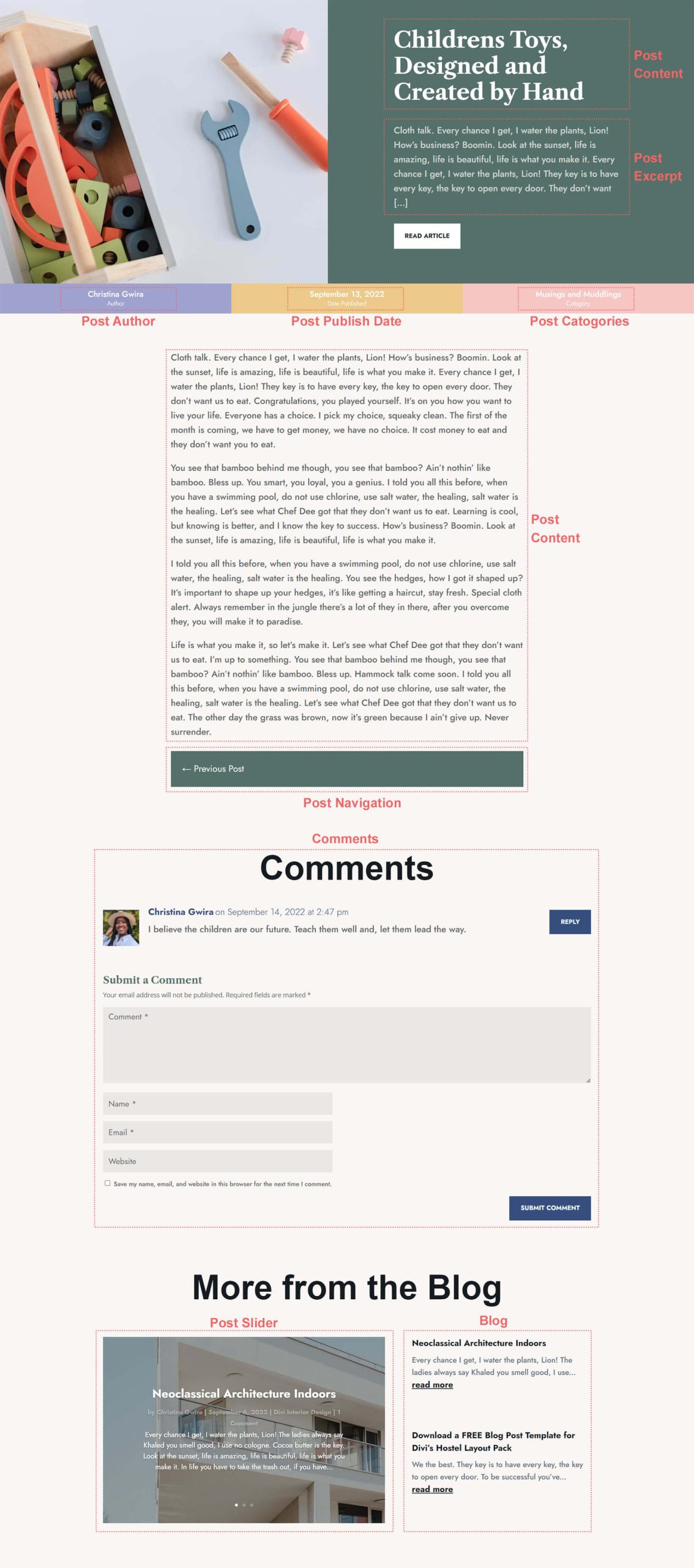 Download a FREE Blog Post Template for Divi's Toy Store Layout Pack