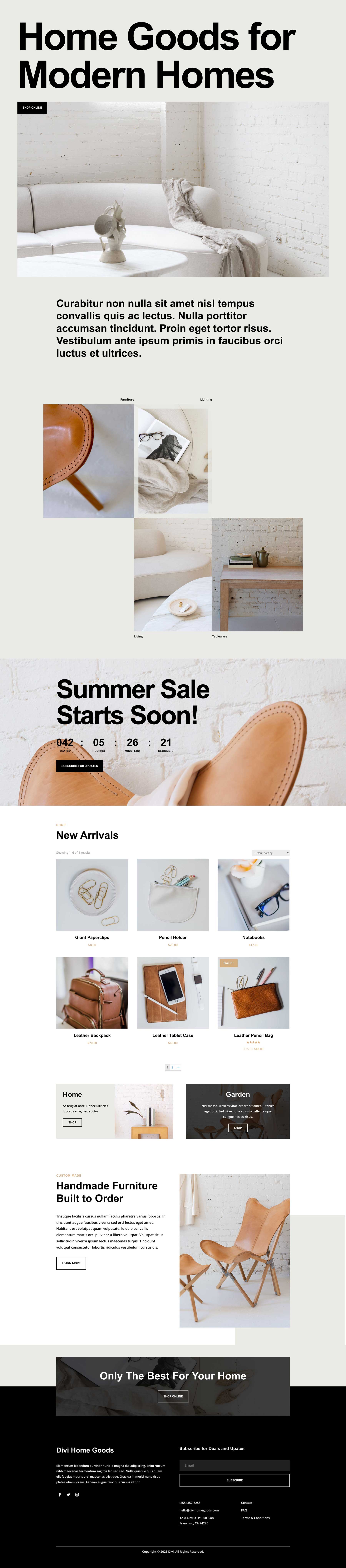 Get a Free Home Goods Layout Pack for Divi