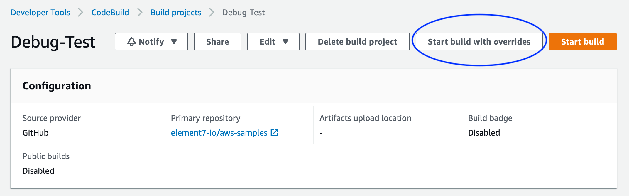 Howto debug and trace problems in AWS CodeBuild Element7