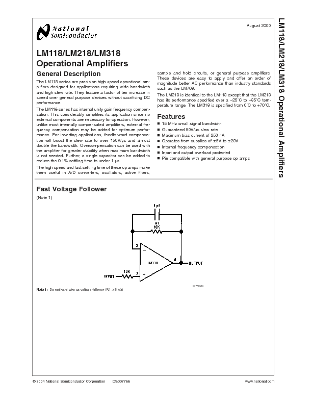 LM118 DATASHEET PDF