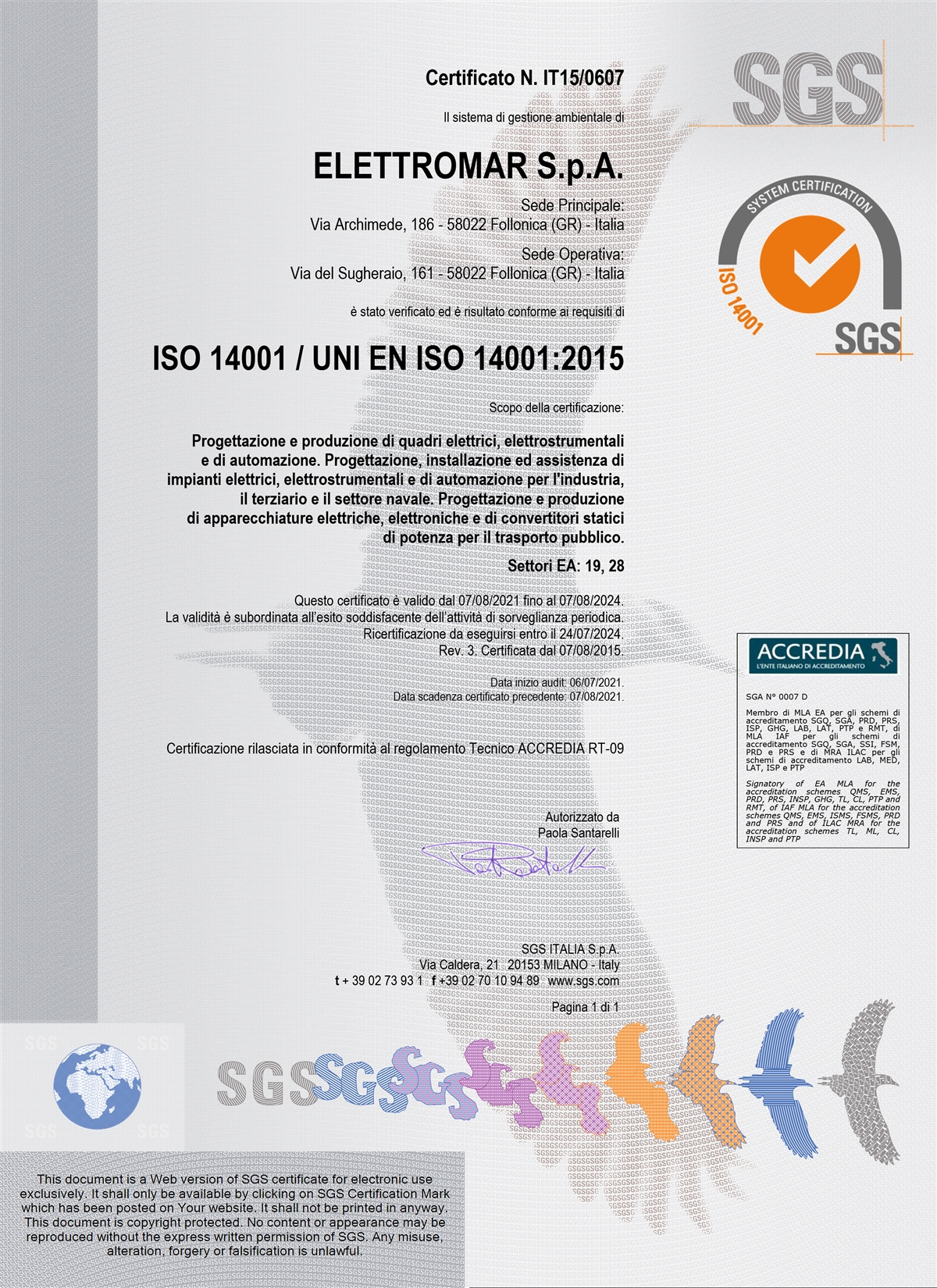 Certifications Elettromar
