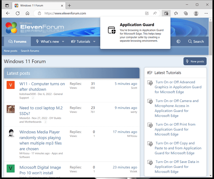 Open New Application Guard Window in Microsoft Edge Tutorial Windows