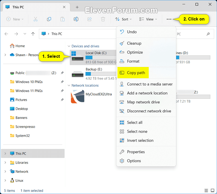 Add or Remove "Copy as path" Context Menu for Drives in Windows 11