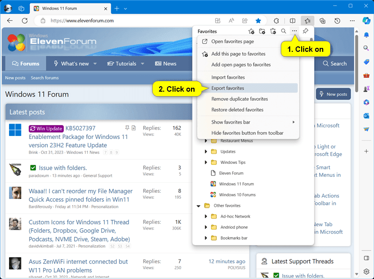 Export Favorites to HTML file from Microsoft Edge Tutorial Windows 11