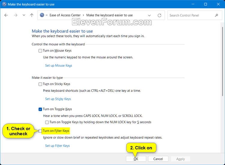 Turn On or Off Filter Keys in Windows 11 Tutorial Windows 11 Forum
