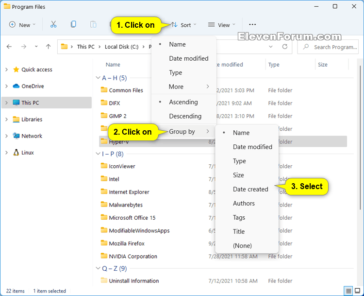 Change Folder Group by View in Windows 11 File Explorer Tutorial