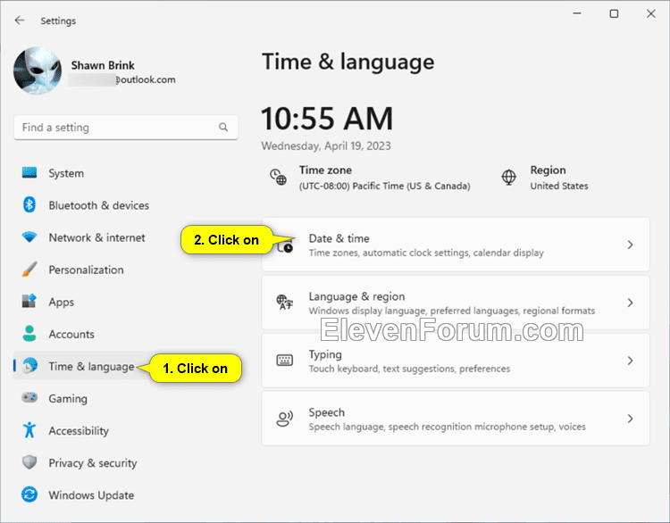Show or Hide Time and Date on Taskbar System Tray in Windows 11