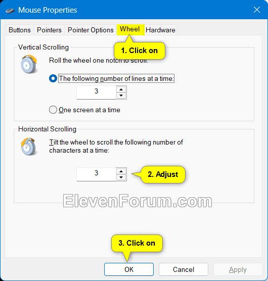 Change Mouse Horizontal Scrolling Setting in Windows 11 Tutorial