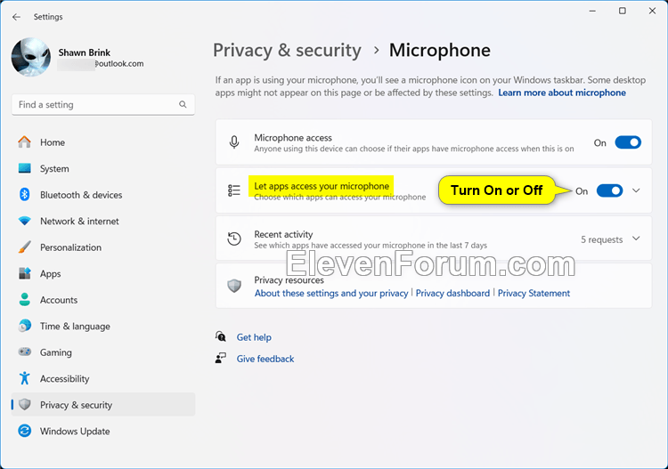 Enable or Disable Apps Access to Microphone in Windows 11 Tutorial Windows 11 Forum