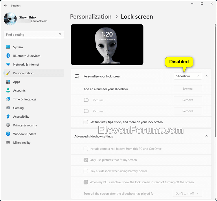 Enable or Disable Lock Screen Slideshow in Windows 11 Tutorial
