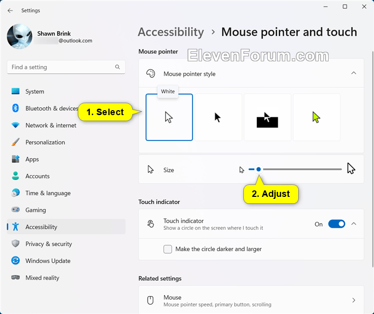 Change Mouse Pointer Style, Color, and Size in Windows 11 Tutorial