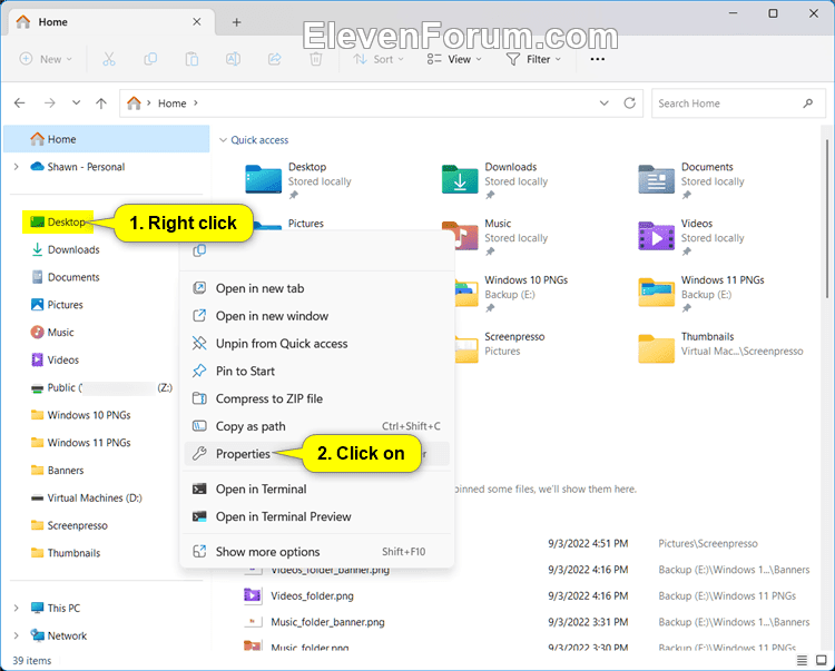 Move or Restore Default Location of Desktop Folder in Windows 11