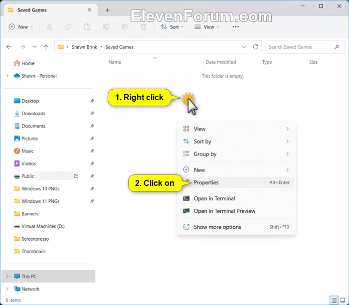 Move or Restore Default Location of Saved Games Folder in Windows 11