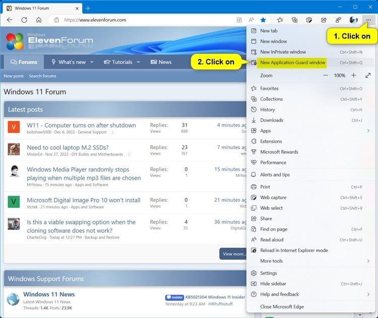 Open New Application Guard Window in Microsoft Edge Tutorial Windows
