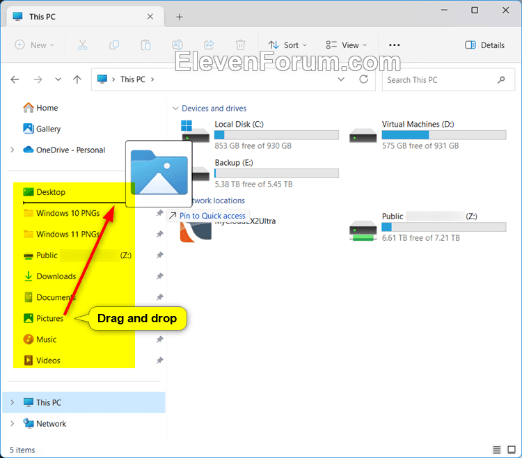 Rearrange Quick Access Folders in Navigation Pane of File Explorer in