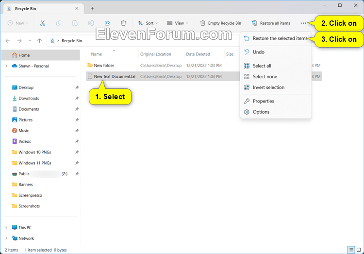 Restore Items from Recycle Bin in Windows 11 Tutorial Windows 11 Forum