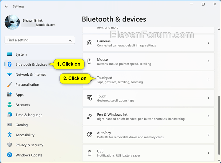 Turn On or Off Drag Two Fingers to Scroll on Touchpad in Windows 11