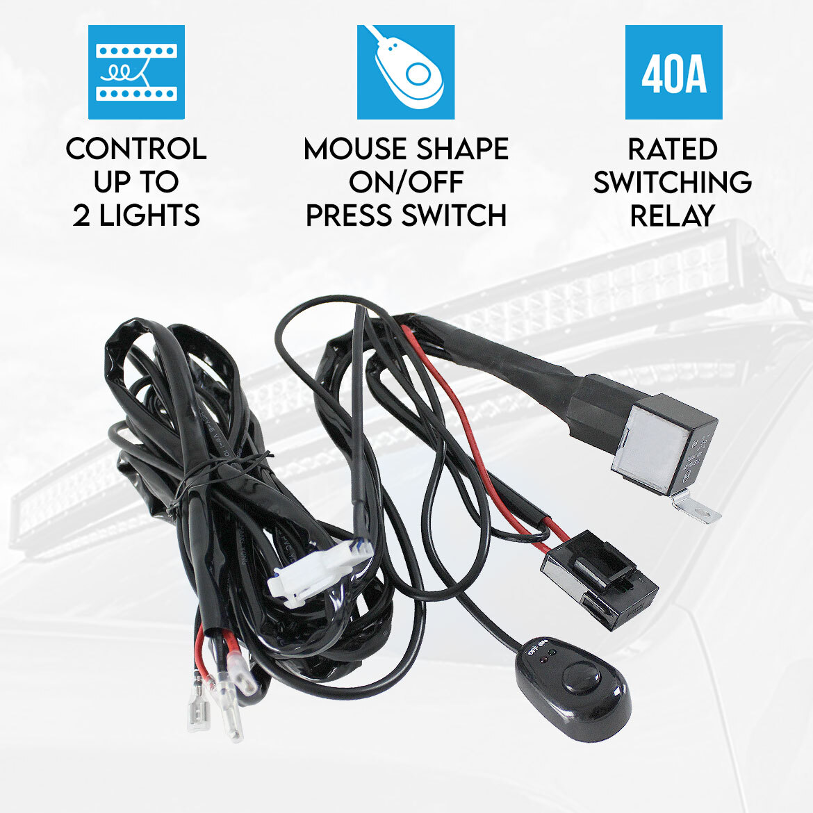 Wiring Loom Harness for LED HID FOG Spot Work Driving light 12V 40A