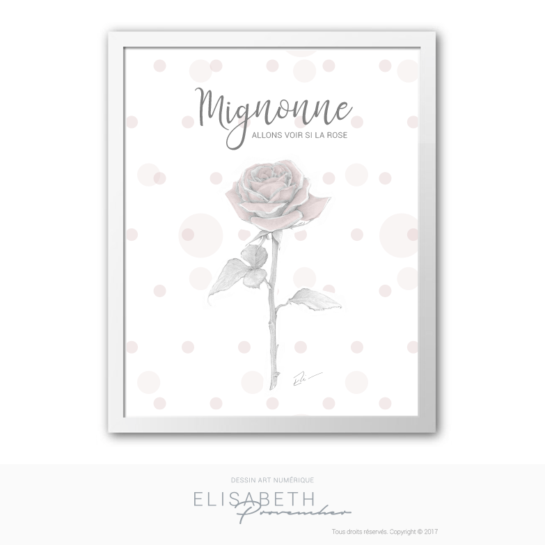 RABAIS 40 ! Affiche «ROSE» Elisabeth Provencher, artiste