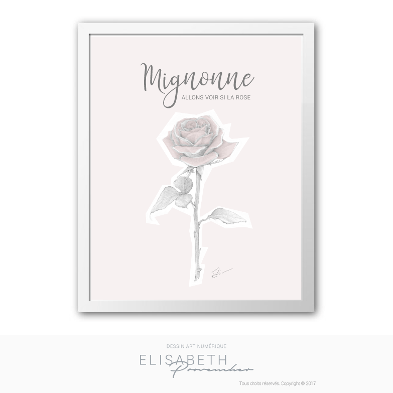 RABAIS 40 ! Affiche «ROSE» Elisabeth Provencher, artiste