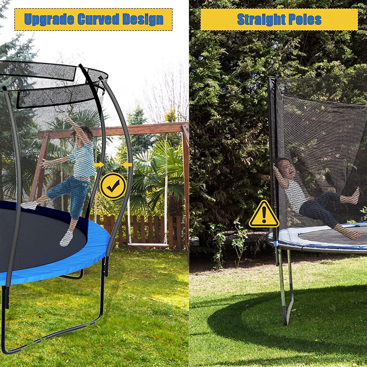 Elitezip 14FT Trampoline with Enclosure Net 1400 LBS No Gap Design for