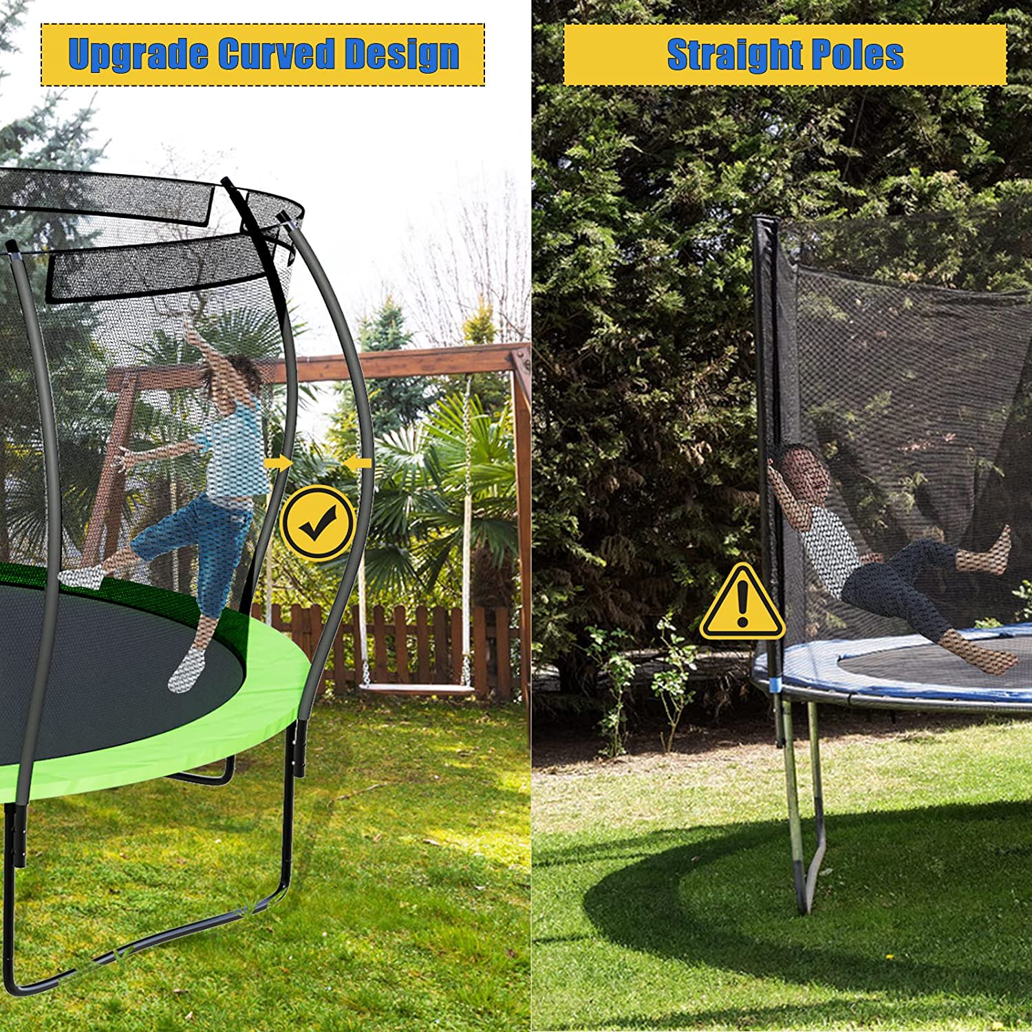 Elitezip 14FT Trampoline with Enclosure Net 1400 LBS No Gap Design for