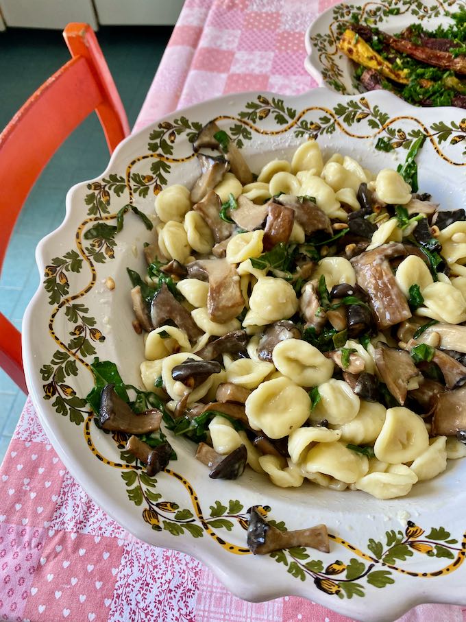 mushroom + pine nut pasta Elizabeth Minchilli